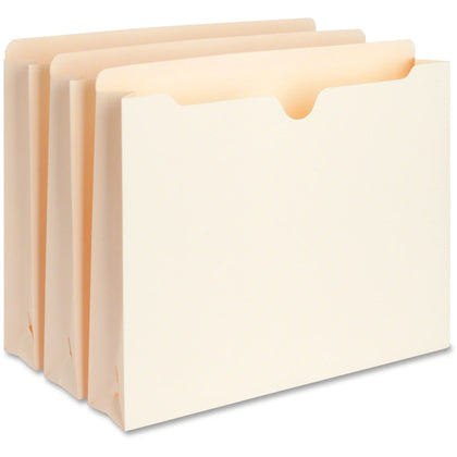 Business Source Straight Tab Cut Letter Recycled File Pocket - 8 1/2’’ x 11’’ - Capacity2’’ Expansion - Manila - 10%