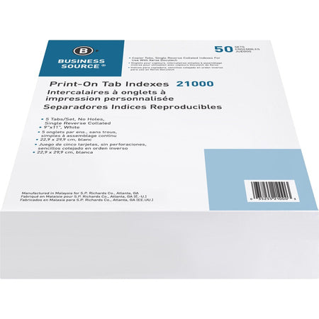 Business Source Tab Printer Economy Index Dividers - Front