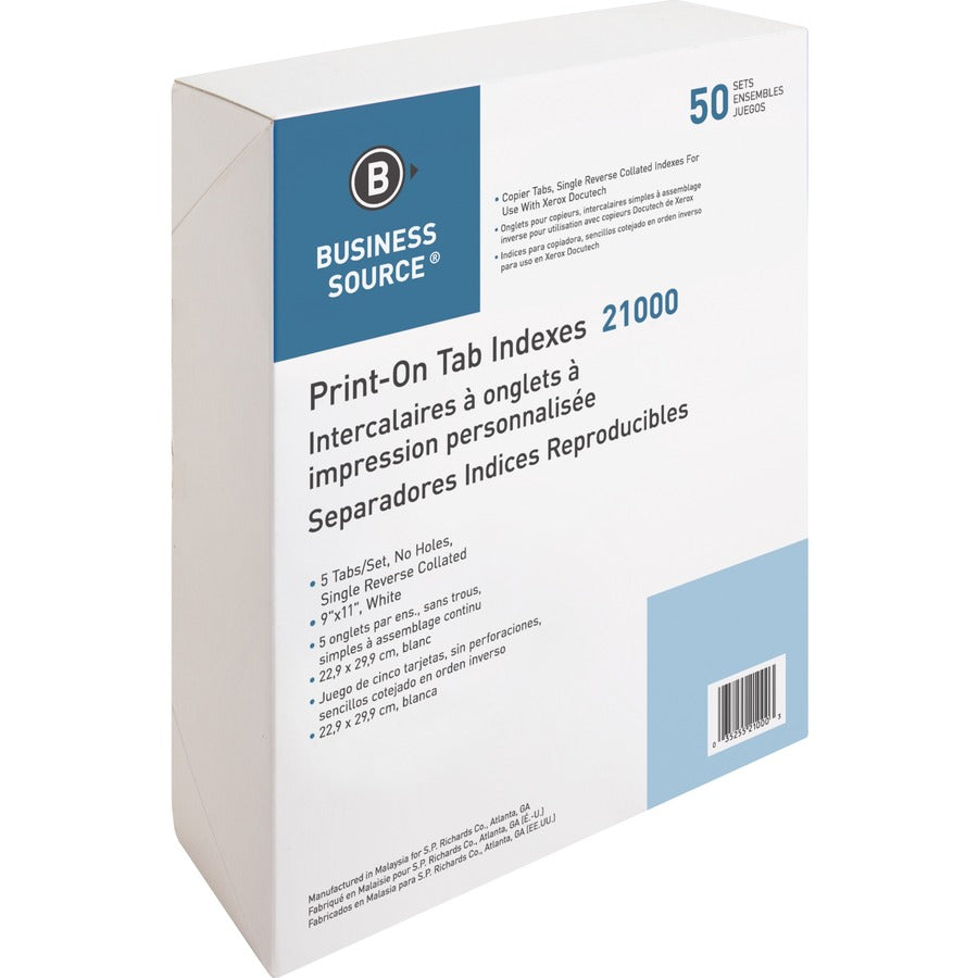 Business Source Tab Printer Economy Index Dividers - Right