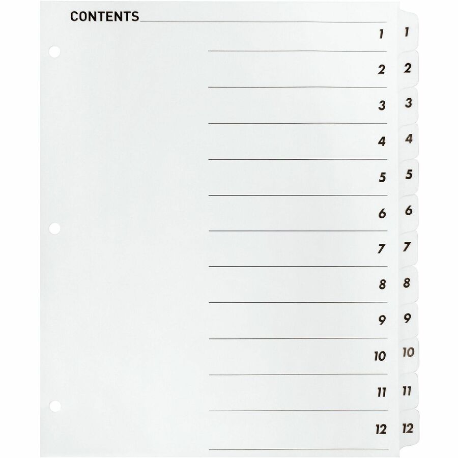 Business Source Table of Content Quick Index Dividers - Front