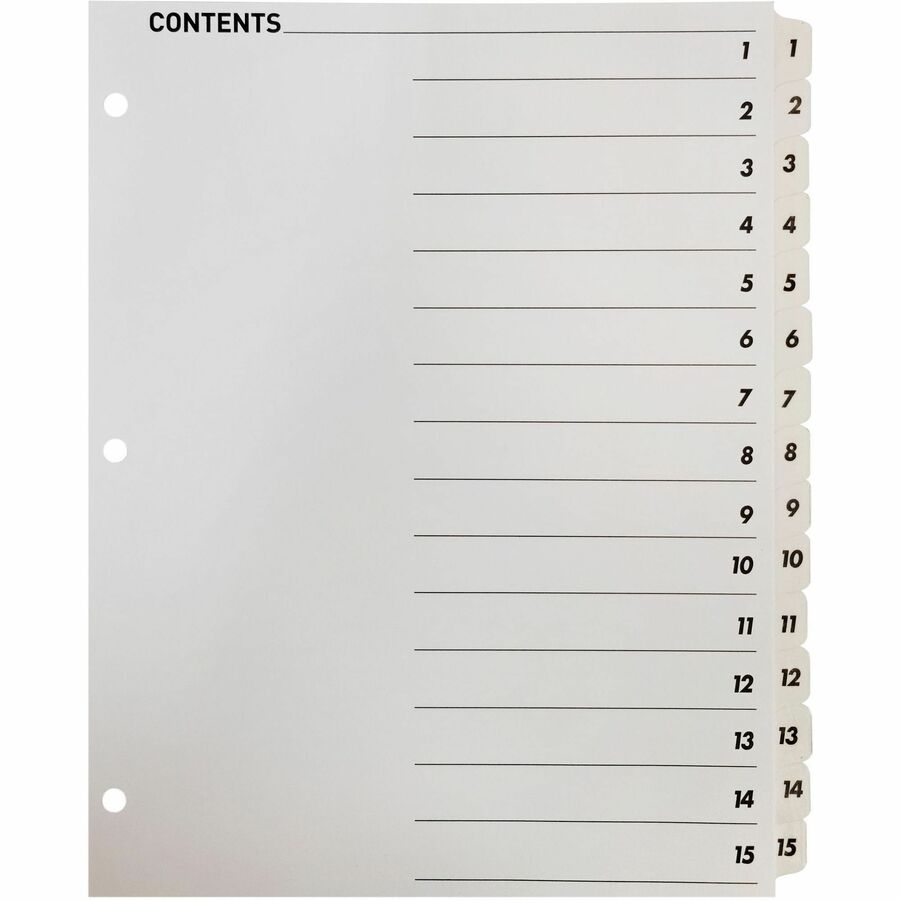 Business Source Table of Content Quick Index Dividers - Front