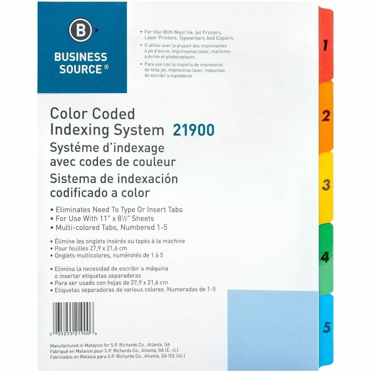 Business Source Table of Content Quick Index Dividers - 1500