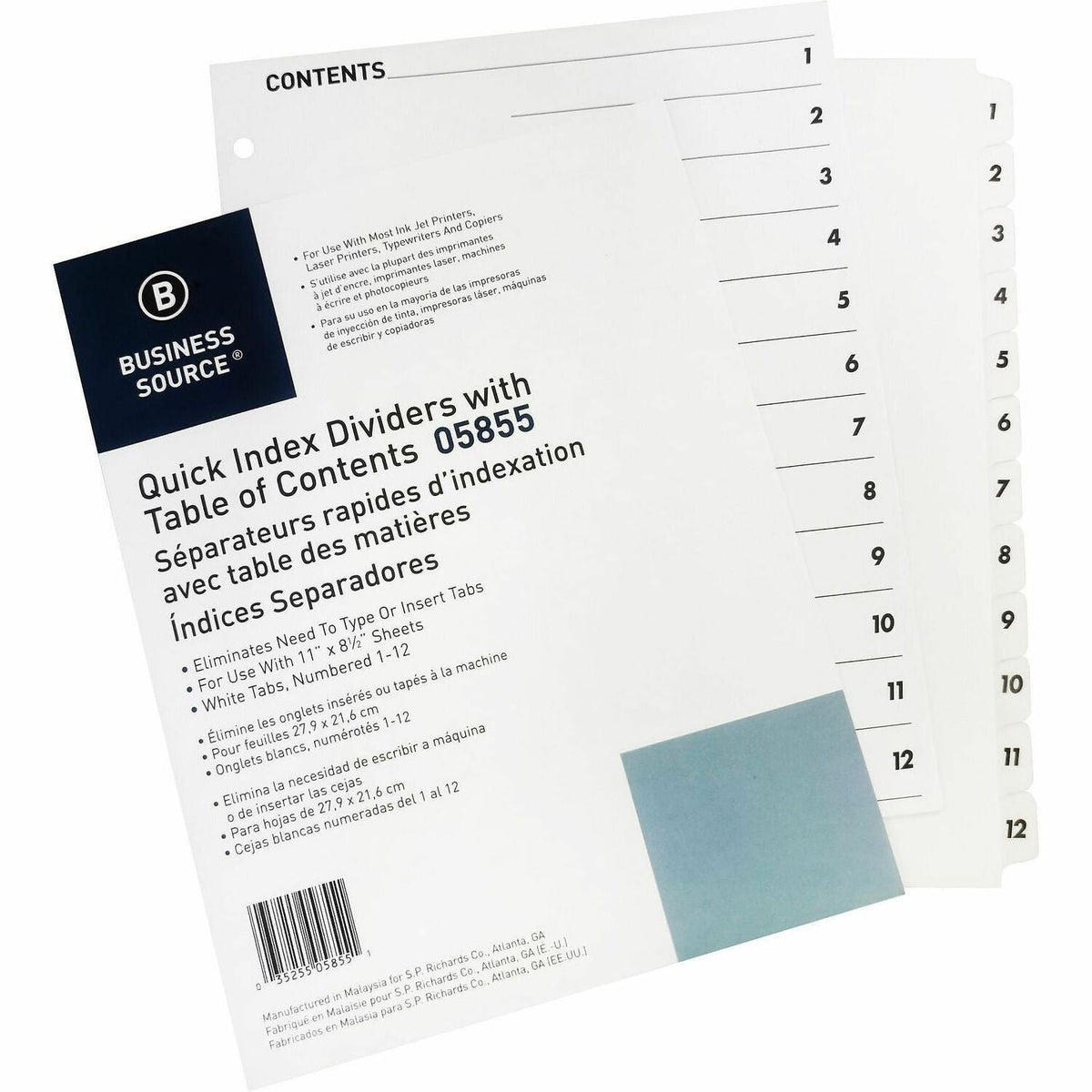 Business Source Table of Content Quick Index Dividers - 1500