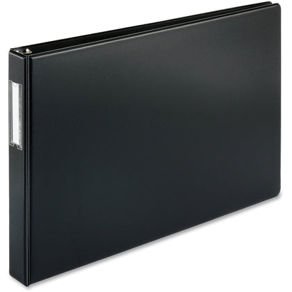 Business Source Tabloid-size Round Ring Reference Binder - 1’’ Capacity - Black - Recycled - Durable - 11x17 Sheets