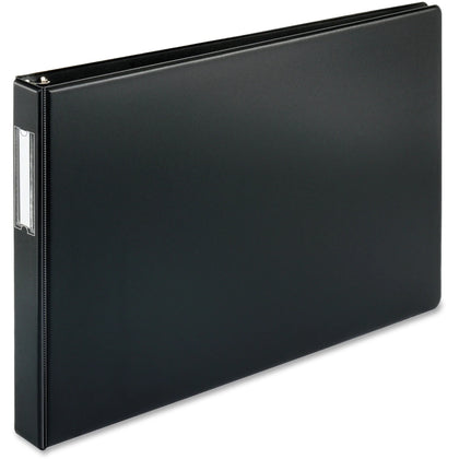Business Source Tabloid-size Round Ring Reference Binder - 1’’ Capacity - Black - Recycled - Durable - 11x17 Sheets