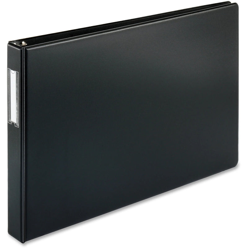 Business Source Tabloid-size Round Ring Reference Binder - 1’’ Capacity - Black - Recycled - Durable - 11x17 Sheets