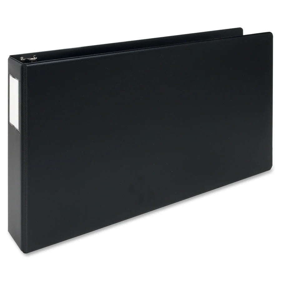 Business Source Tabloid-size Round Ring Reference Binder - Durable 2’’ Capacity - Black - Recycled - 11’’ x 17’’ - 1