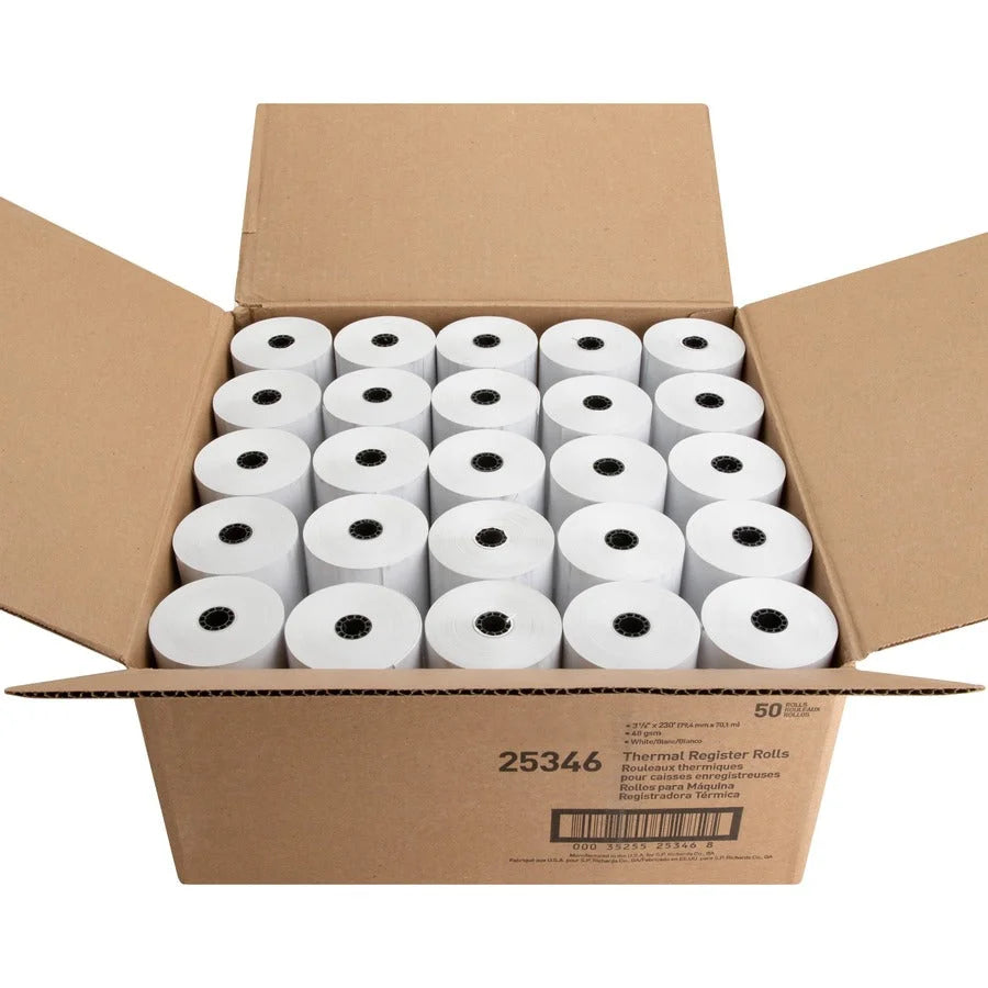 Business Source Thermal Paper: 3 1/8’’ x 230 ft 48 g/m¬≤ Smooth White - 50/Carton - Register / Receipts