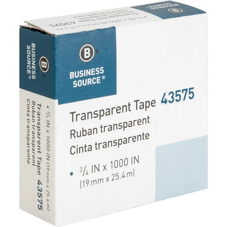 Business Source Transparent Glossy Tape - Clear 27.78 yd x 0.75’’ - 12/Pack - General Purpose/Office
