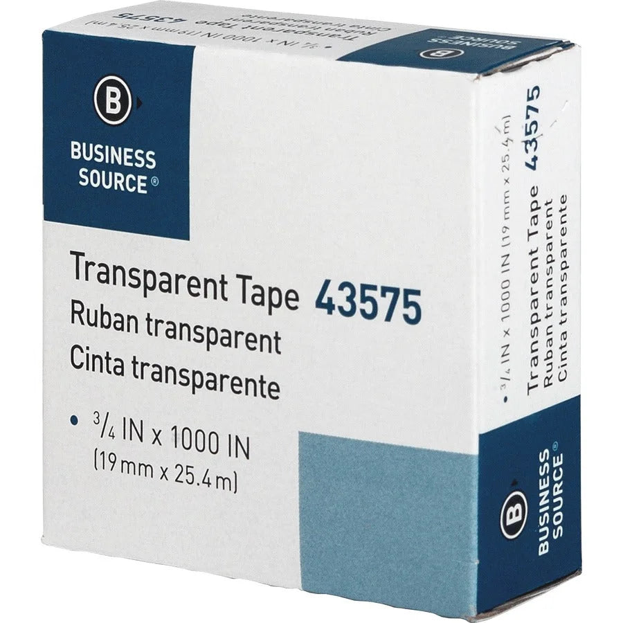 Business Source Transparent Glossy Tape - Clear 27.78 yd x 0.75’’ - 12/Pack - General Purpose/Office