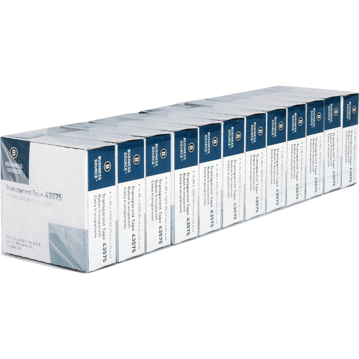 Business Source Transparent Glossy Tape - Clear 27.78 yd x 0.75’’ - 12/Pack - General Purpose/Office