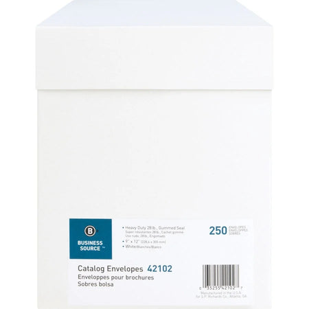 Business Source White Catalog Envelopes - #10 1/2 - 9’’ x 12’’ - 28 lb - 250/Box - Large Format