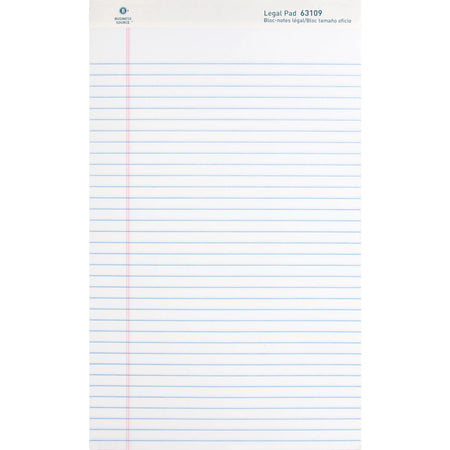 Business Source Writing Pads: Legal Size Micro Perforated 50 Sheets - Letter & Jr. Pads