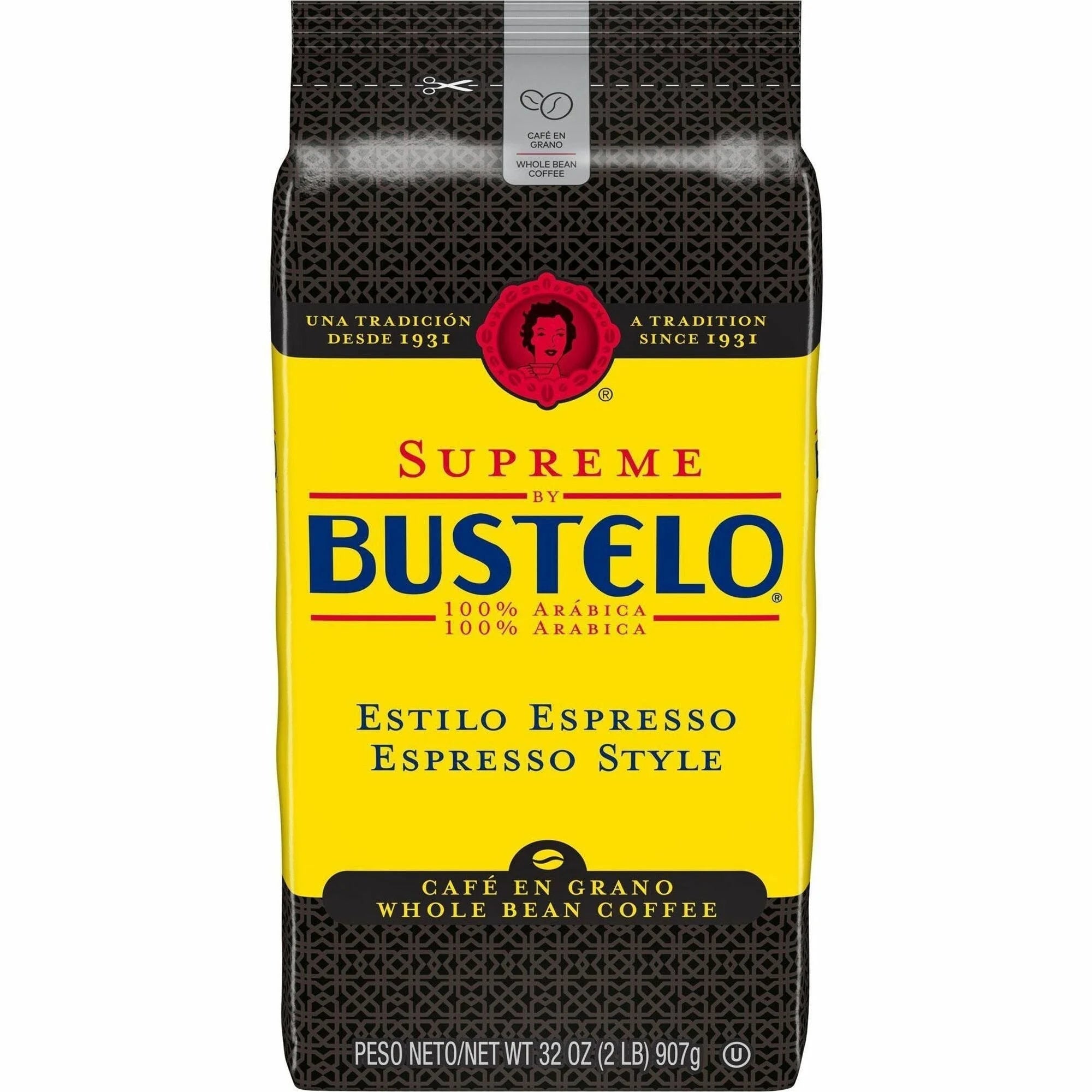 Bustelo Whole Bean Espresso Coffee - Medium/Dark Roast - 1 Pack