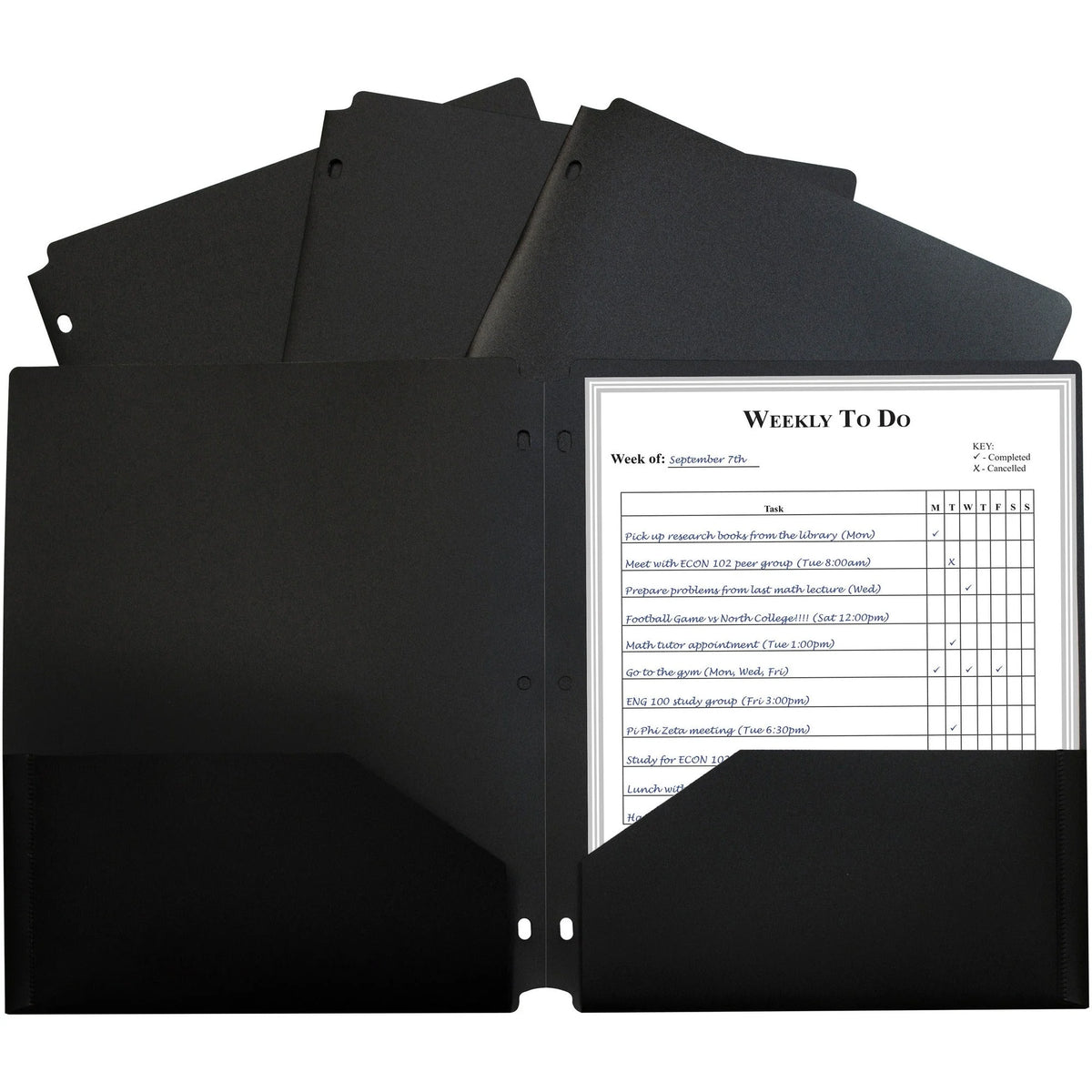 C-Line 2-Pocket Poly Portfolio Pockets - Letter Size - Black - 25/Box - Pocket Folders