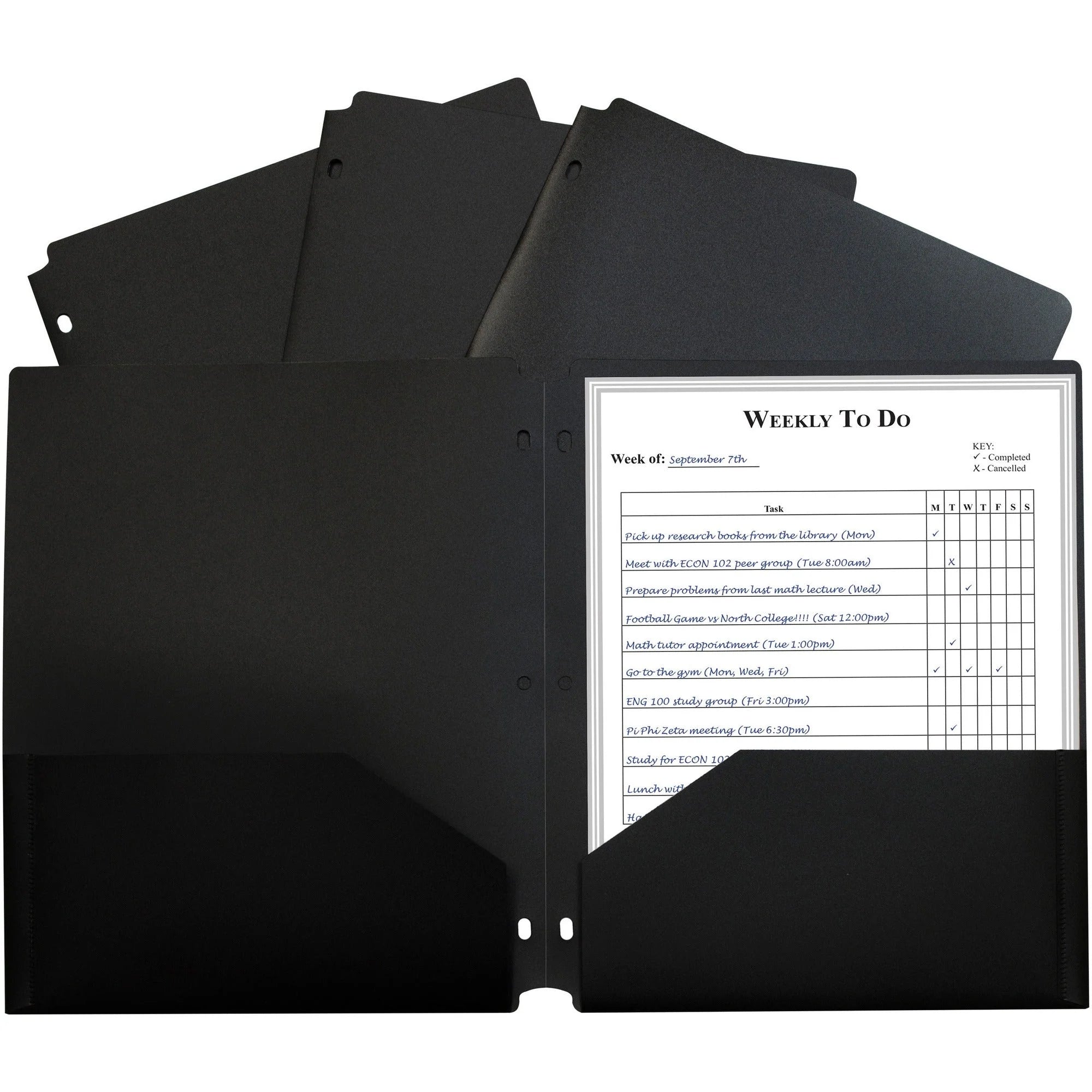 C-Line 2-Pocket Poly Portfolio Pockets - Letter Size - Black - 25/Box - Pocket Folders