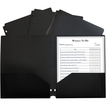 C-Line 2-Pocket Poly Portfolio Pockets - Letter Size - Black - 25/Box - Pocket Folders