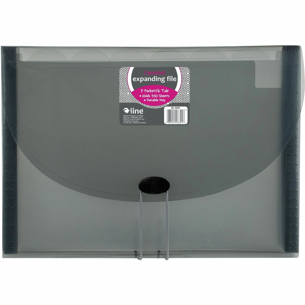 C-Line 48301 Letter Expanding File: 7-Pocket Poly File Smoke Color - Files