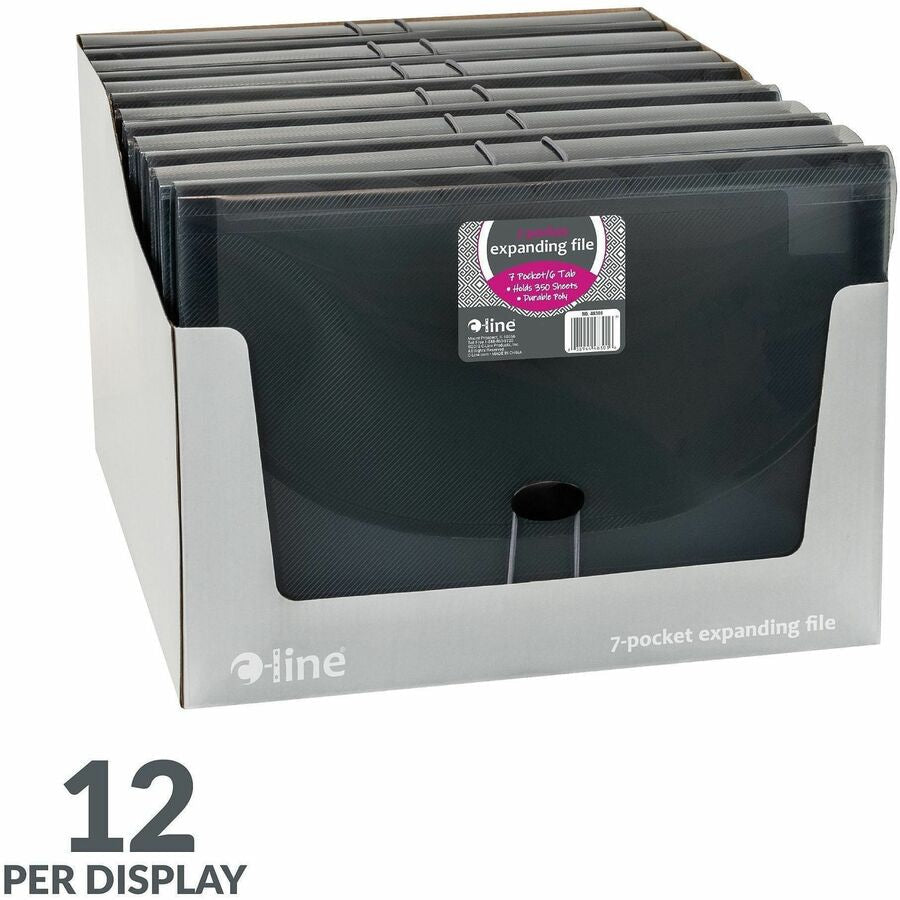C-Line 48301 Letter Expanding File - 8 1/2’’ x 11’’ - 7 Pocket(s) - Polypropylene - Smoke - Acid-free Non-toxic Button