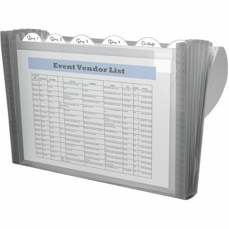 C-Line 48301 Letter Expanding File - 8 1/2’’ x 11’’ - 7 Pocket(s) - Polypropylene - Smoke - Acid-free Non-toxic Button