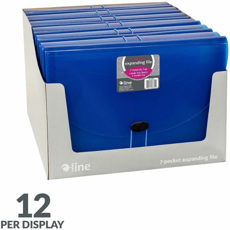 C-Line 48305 Letter Expanding File - 8 1/2’’ x 11’’ - 7 Pocket(s) - Polypropylene - Blue - Acid-free Non-toxic Button