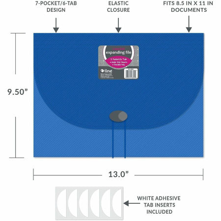 C-Line 48305 Letter Expanding File - 8 1/2’’ x 11’’ - 7 Pocket(s) - Polypropylene - Blue - Acid-free Non-toxic Button