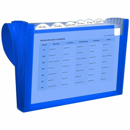 C-Line 48305 Letter Expanding File - 8 1/2’’ x 11’’ - 7 Pocket(s) - Polypropylene - Blue - Acid-free Non-toxic Button