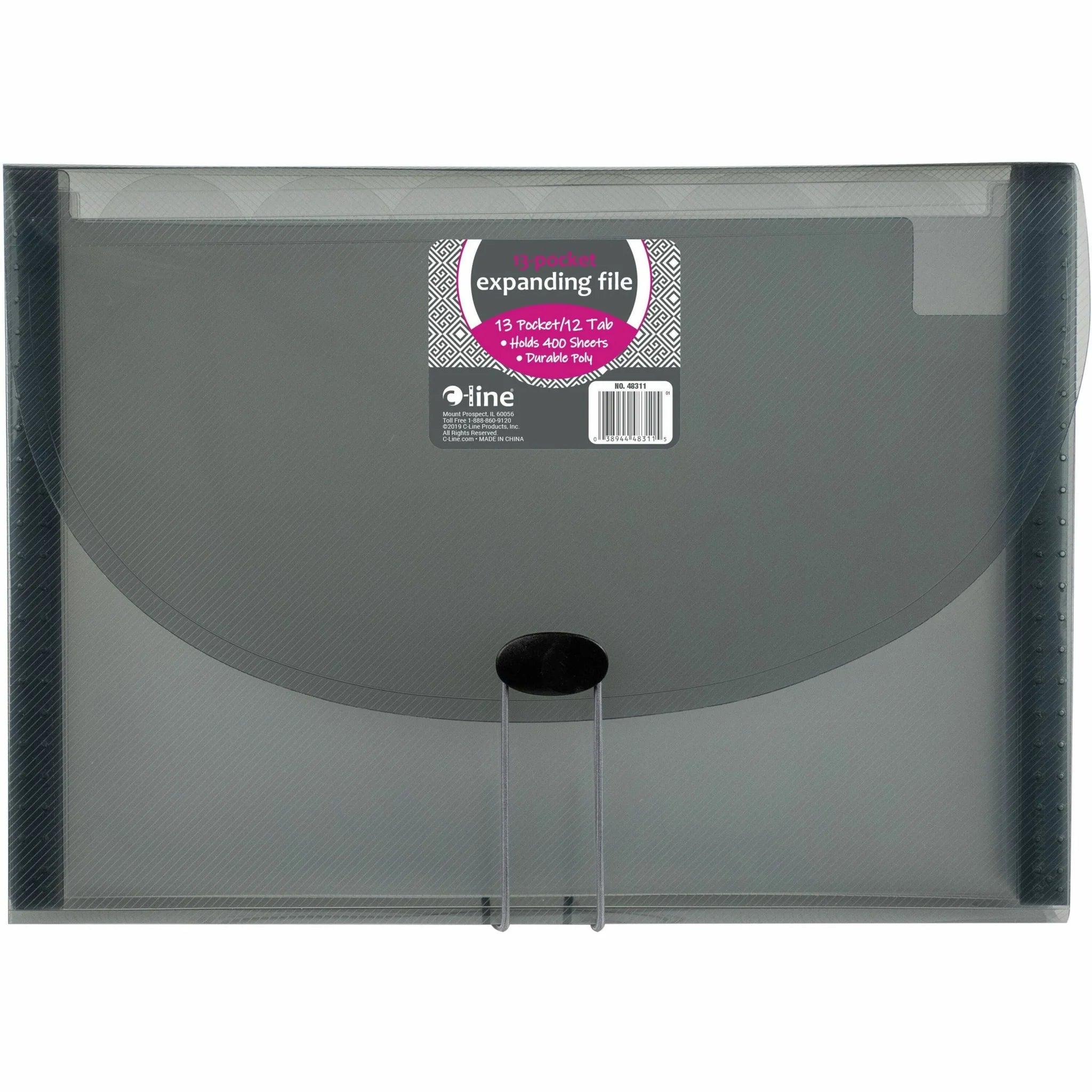 C-Line 48311 Letter Expanding File: 13-Pocket Poly File Smoke Gray - Files