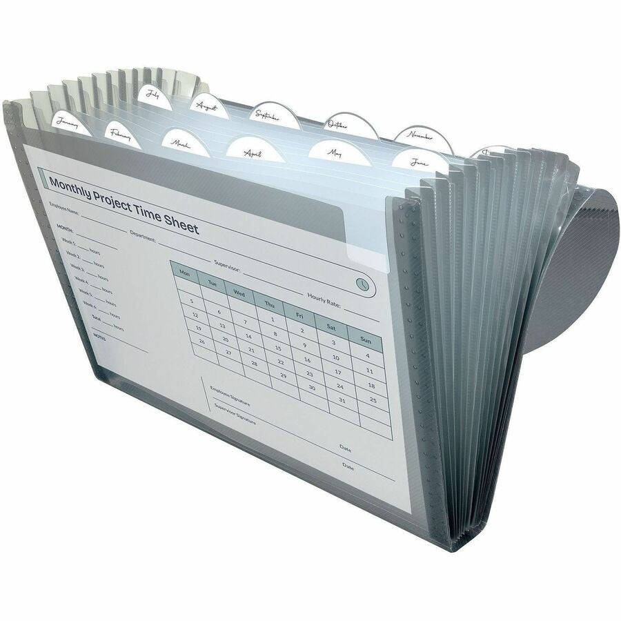 C-Line 48311 Letter Expanding File - 8 1/2’’ x 11’’ - 13 Pocket(s) - Polypropylene - Smoke - Acid-free Non-toxic Button
