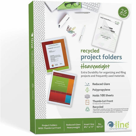 C-Line 62127 Letter Recycled Project File - 8 1/2’’ x 11’’ - Polypropylene - Clear - Tear Resistant Static-free Copy