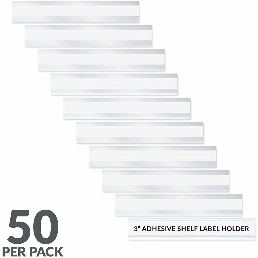 C-Line Best Value Peel/Stick Shelf Label Holders - 0.5’’ Height x 3’’ Width - 50 / Pack - Dispensers &