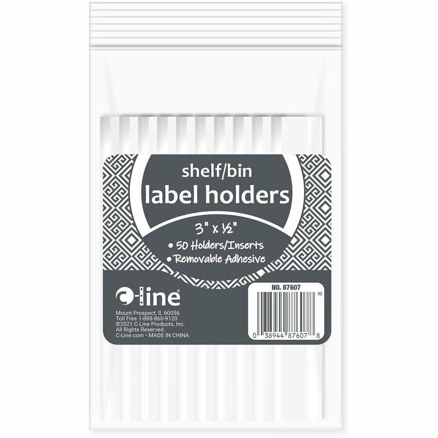 C-Line Best Value Peel/Stick Shelf Label Holders - 0.5’’ Height x 3’’ Width - 50 / Pack - Dispensers &