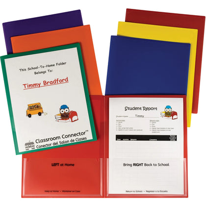 C-Line Classroom Connector Report Cover - 2 Pockets - Assorted Colors - 36/Box - Student Notebooks & Folders