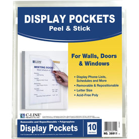 C-Line Letter Top Tab File Folder - 8 1/2’’ x 11’’ - Polypropylene - Clear - Peel & Stick - 10 / Pack - Filing Jackets