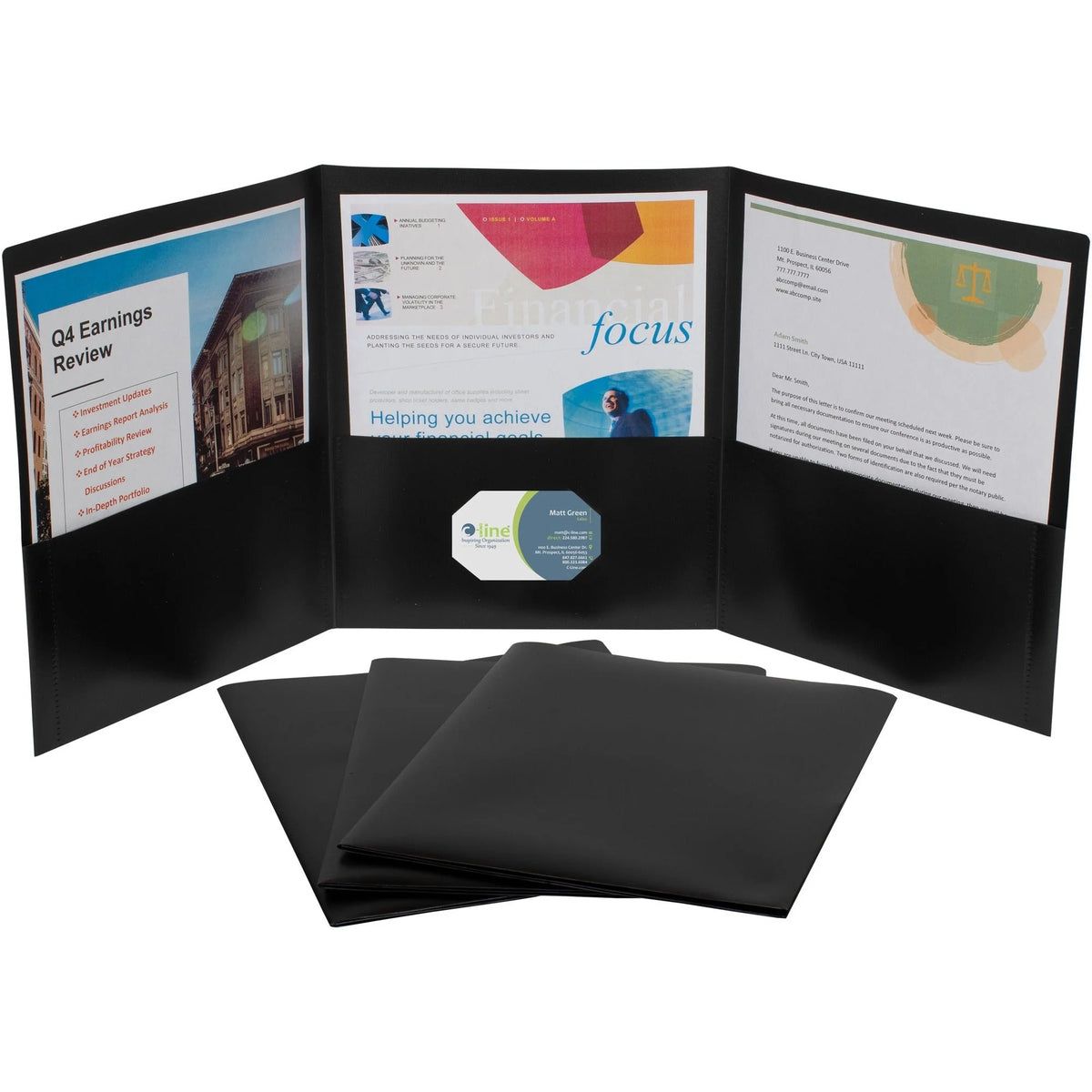 C-Line CLI-33941 Letter Portfolio: 3-Pocket Polypropylene Organizer - Pocket Folders