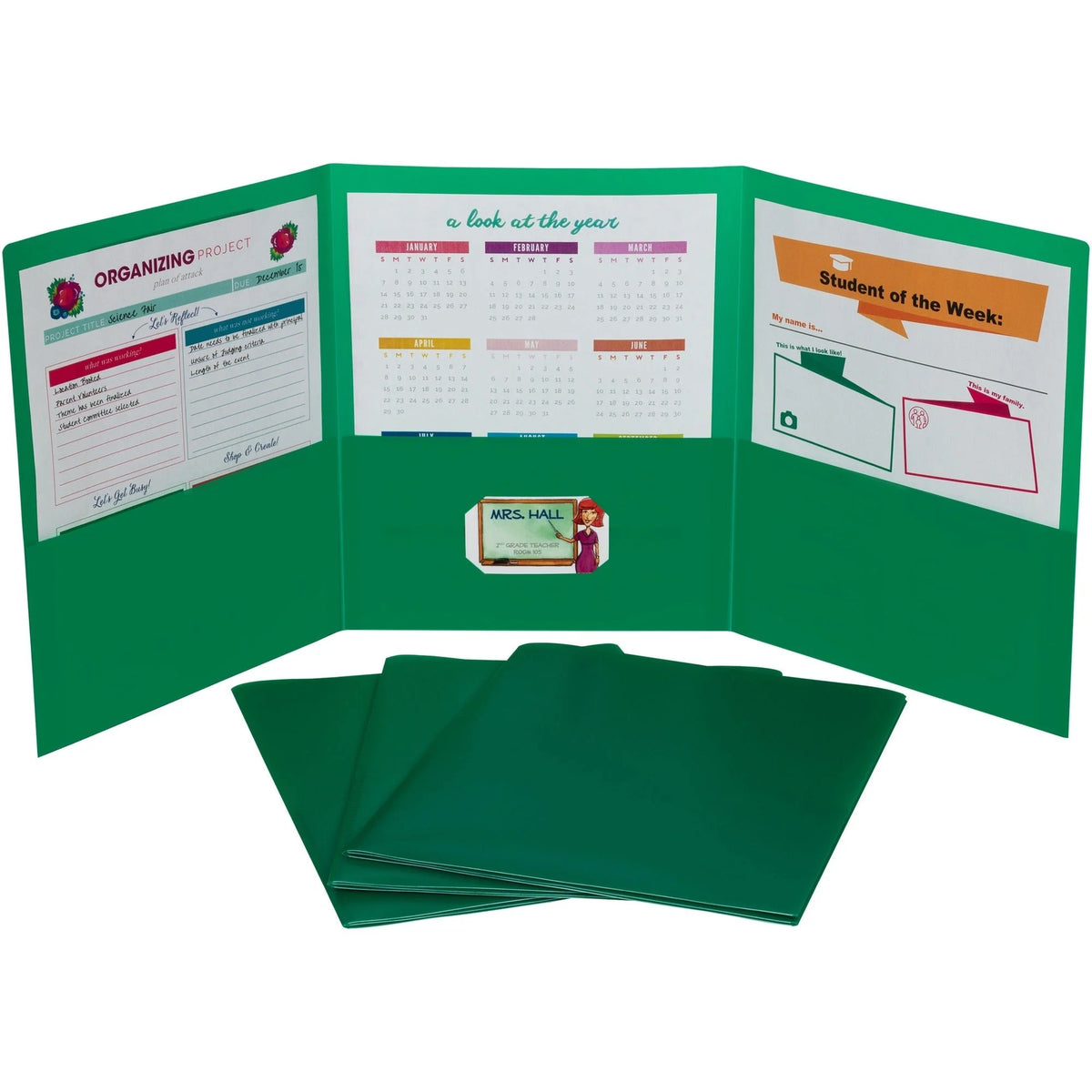 C-Line CLI-33943 Letter Portfolio: Green Polypropylene 75 Sheets Capacity - Pocket Folders