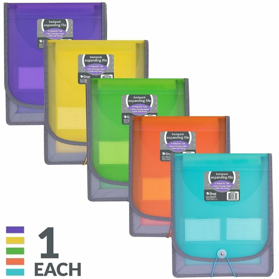 C-Line CLI-58700 Letter Organizer Folder - 8 1/2’’ x 11’’ - 400 Sheets Capacity - 7 Front Internal Pocket(s) - Assorted