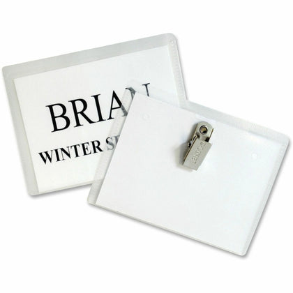 C-Line Clip Style Badge Holder Kit - Clear Vinyl 2.3’’ x 3.5’’ - 50/Box - ID Badges & Supplies