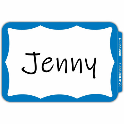 C-Line Color Border Name Badges - Blue Removable Adhesive - 100/Box - ID & Supplies