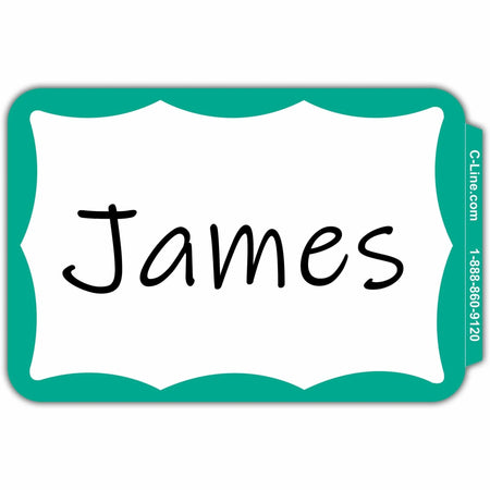 C-Line Color Border Name Badges - Green Removable Adhesive - 100/Box - ID & Supplies