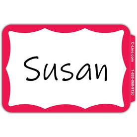C-Line Color Border Name Badges - Red Removable Adhesive - 100/Box - ID & Supplies