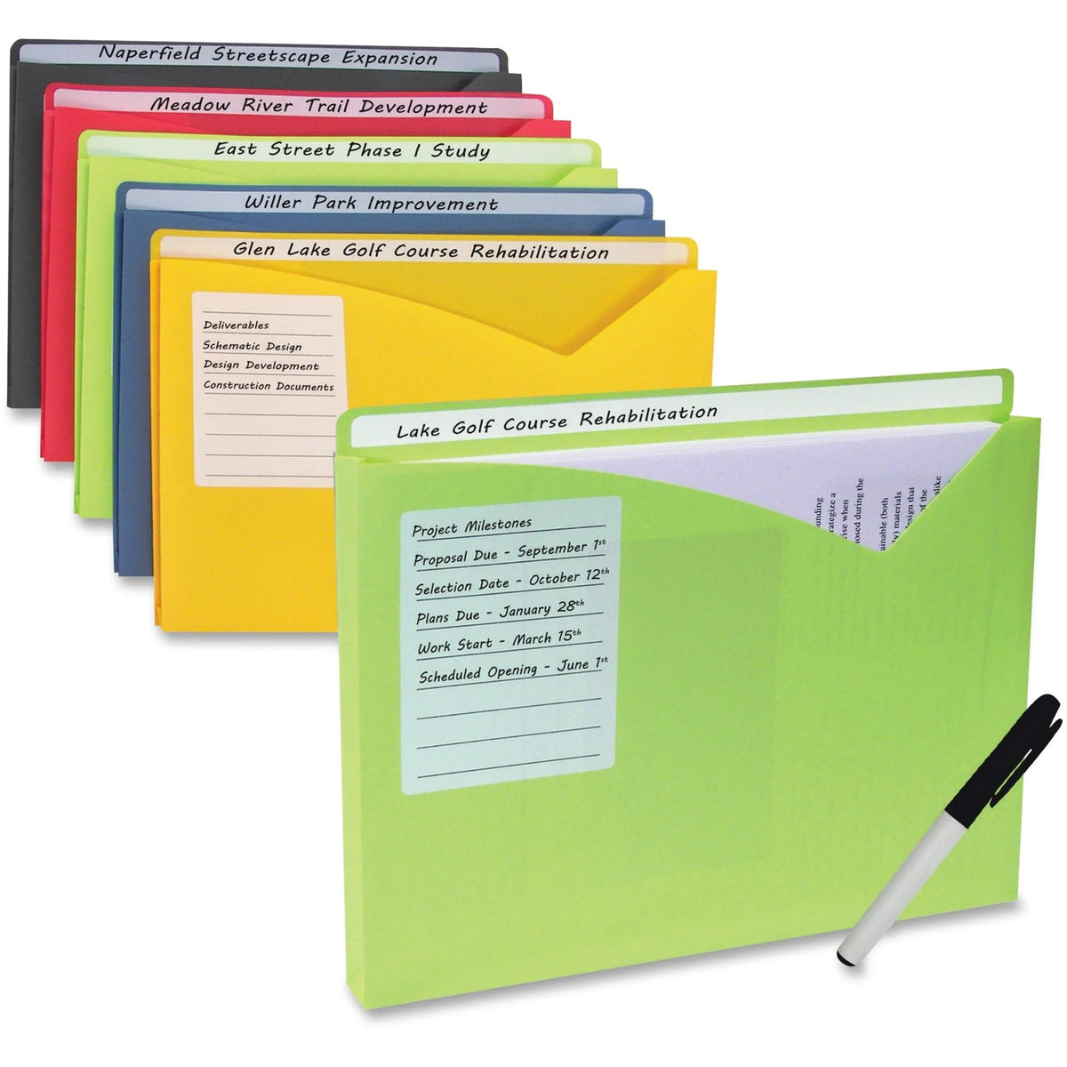 C-Line Full Tab Cut Letter File Jacket: 225 Sheets Capacity 1’’ Expansion - 10/Pack - Expanding Files