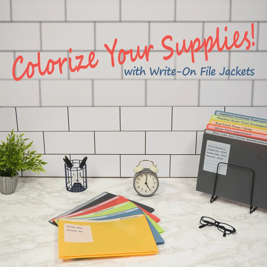 C-Line Full Tab Cut Letter File Jacket: 225 Sheets Capacity 1’’ Expansion - 10/Pack - Expanding Files