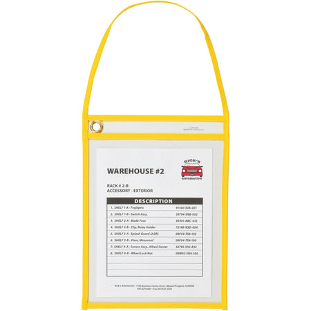 C-Line Hanging Strap Shop Ticket Holder - Vinyl Yellow - 15/Box - Plastic Holders & Pockets