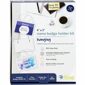 C-Line Hanging Style Name Badge Holders - Clear Vinyl - Pack of 50 - ID Badges & Supplies