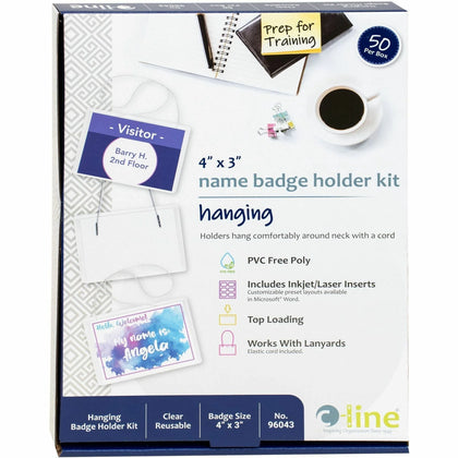 C-Line Hanging Style Name Badge Holders - Clear Vinyl - Pack of 50 - ID Badges & Supplies