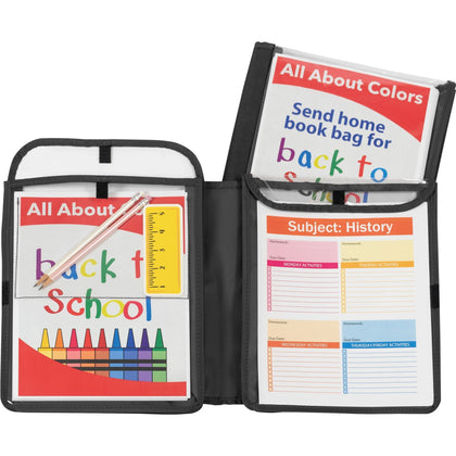 C-Line Homework Connector Pocket Folder - 9’’ x 12’’ - Black - Internal - 1 Each - Student Notebooks & Folders