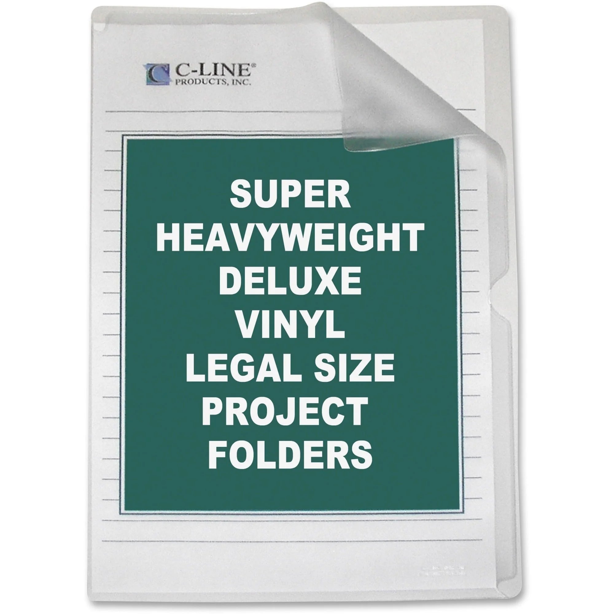 C-Line Legal Project File: Clear Vinyl Heavyweight Cover - 8 1/2’’ x 14’’ - 50/Box - Filing Jackets & Pockets