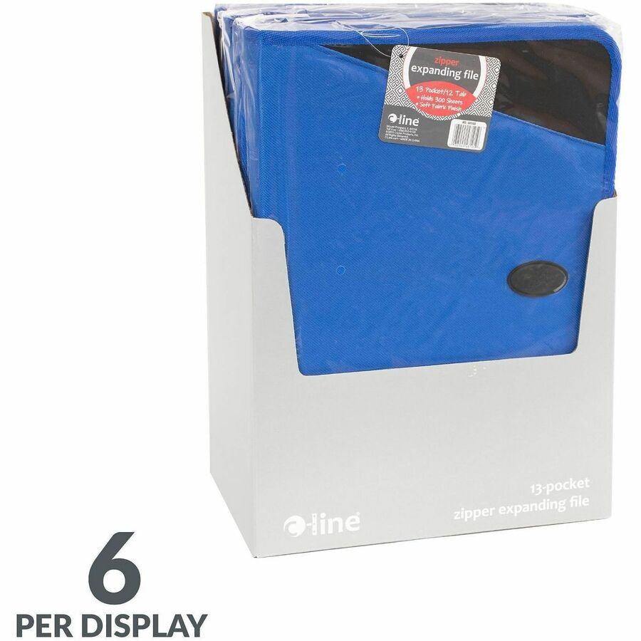 C-Line Letter Expanding File - 8 1/2’’ x 11’’ - 300 Sheets Capacity - 13 Pocket(s) - Blue - Zipper Closure - 1 Each