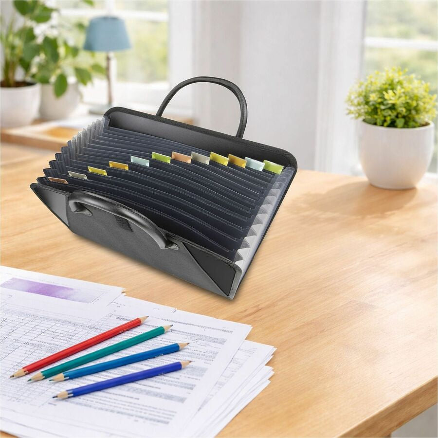 C-Line Letter Expanding File - 8 1/2’’ x 11’’ - 300 Sheets Capacity - 13 Internal Pocket(s) - 12 Divider(s) - Black